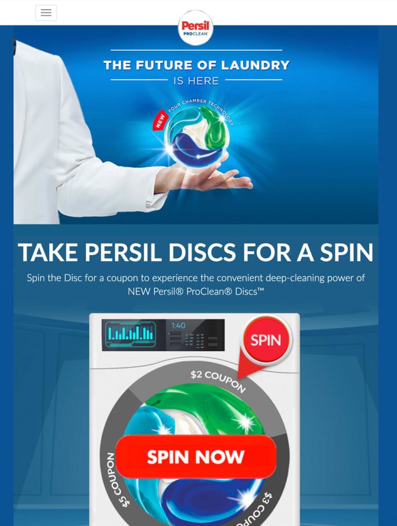 Persil Discs Spin to Win discounts promotion powered by BeeLiked