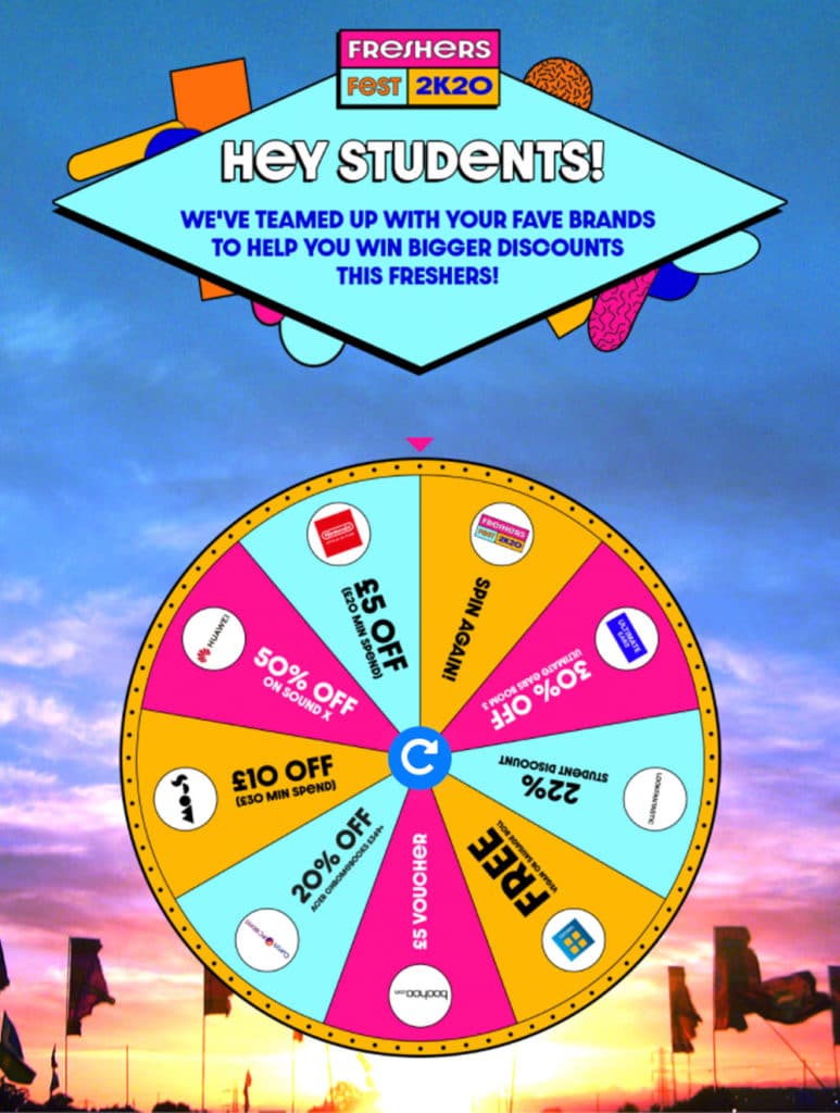 Student Beans Freshers Spin the Wheel Promotion