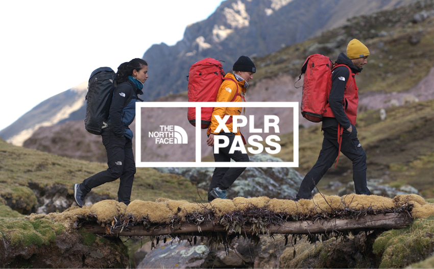 The North Face Xplor Pass incentive featuring people hiking in a mountain