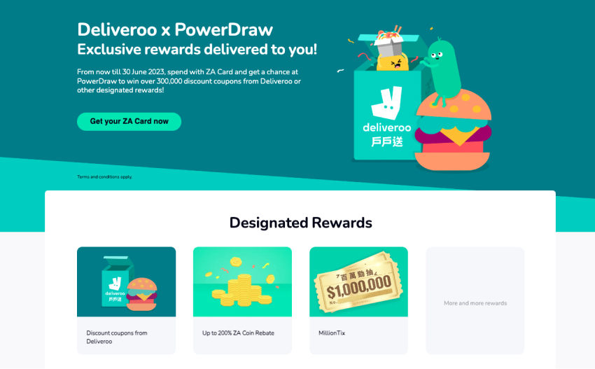ZA bank's incentive with rewards from Deliveroo