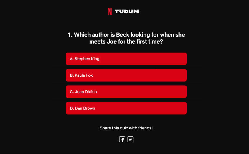 screenshot of the Netflix quiz