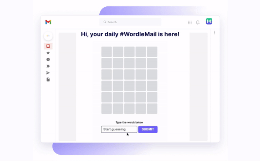 screenshot of an email sent by WordleMail
