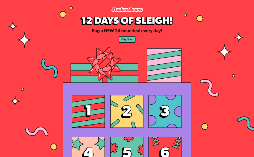 12 days of sleigh promo made for StudentBeans by BeeLiked