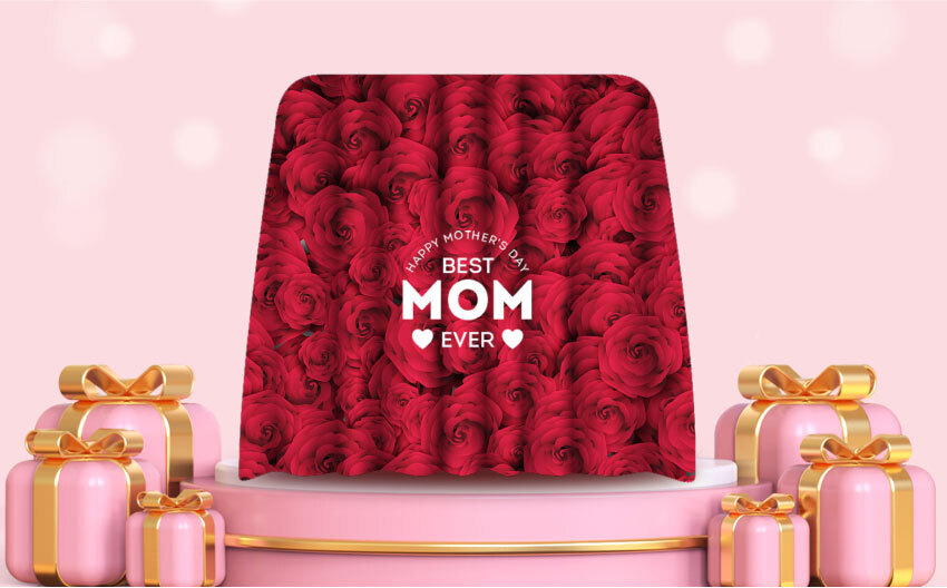 Promotions for Mother’s Day with red roses and gift boxes