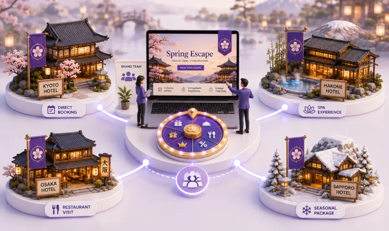 Multi-property spring campaign connecting direct bookings, spa visits, restaurant visits and seasonal packages