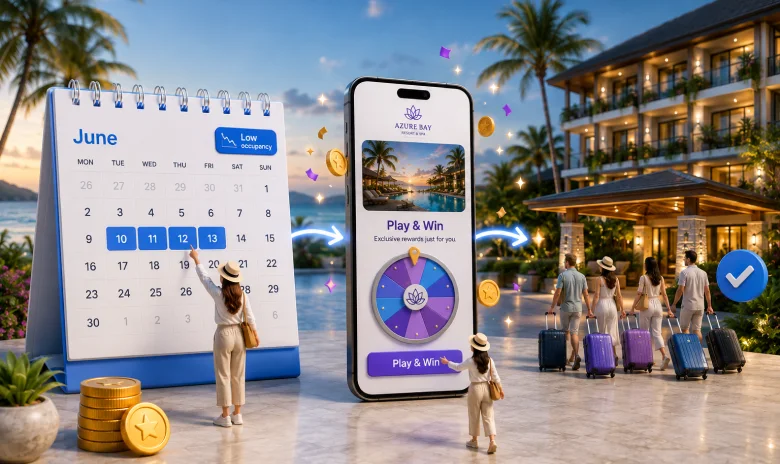 Low-occupancy dates connected to an interactive hotel promotion and arriving guests
