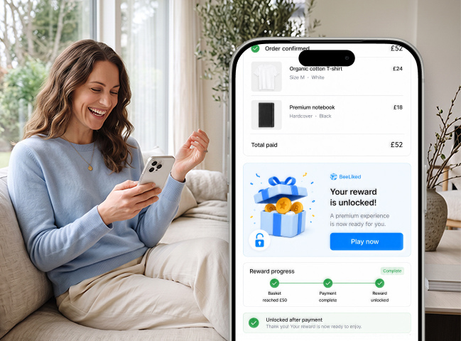 Branded reward experience following a verified purchase.