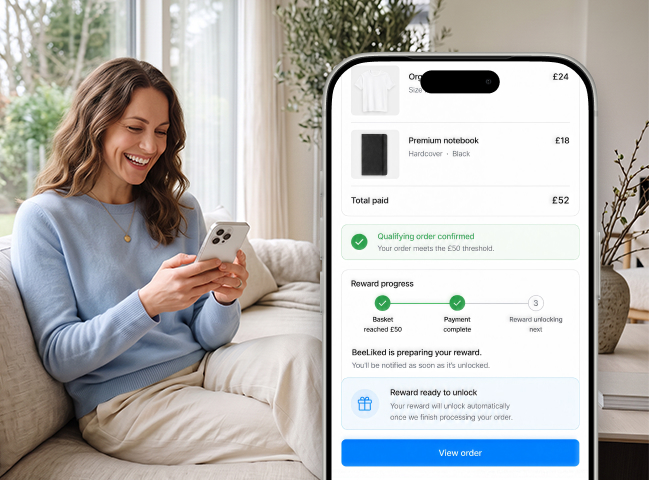 Relevant product message or return offer shown to the customer.