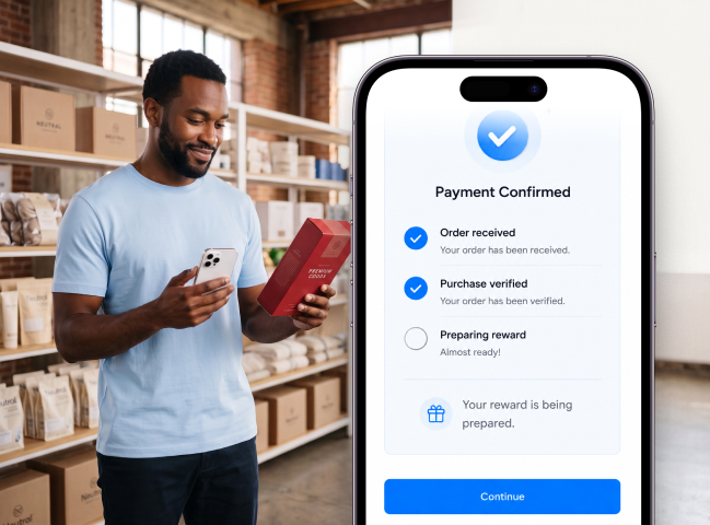 Customer sees payment confirmed after purchasing the qualifying product.