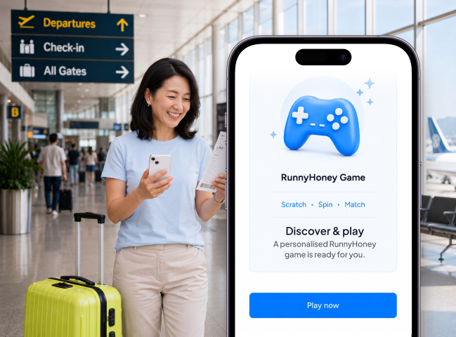 Shopper discovers a targeted RunnyHoney game in the customer acquisition journey.