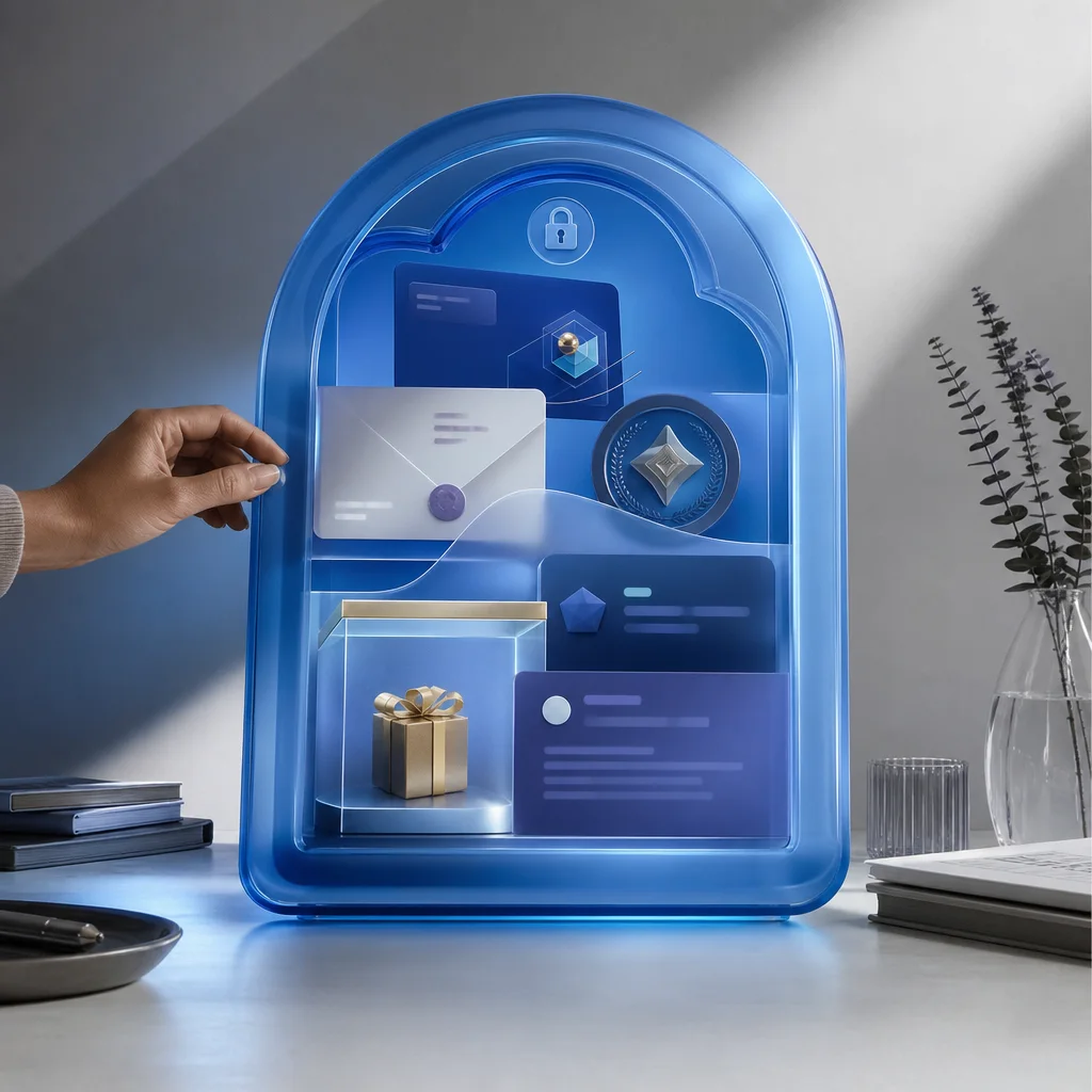 Private rewards portal with communications, rewards and account details