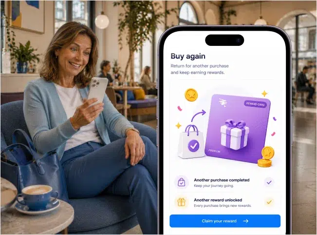 Shopper viewing a Buy again reward experience for another purchase.