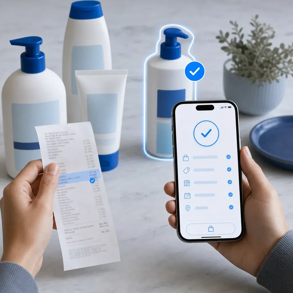 Receipt verification recognizing a qualifying product and campaign rules