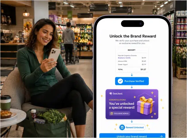 Verified grocery purchase unlocking a branded reward