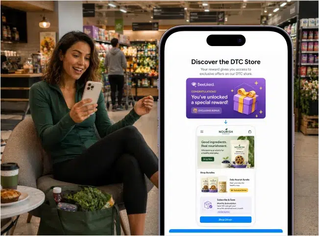 Rewarded grocery shopper discovering the brand's direct-to-consumer store