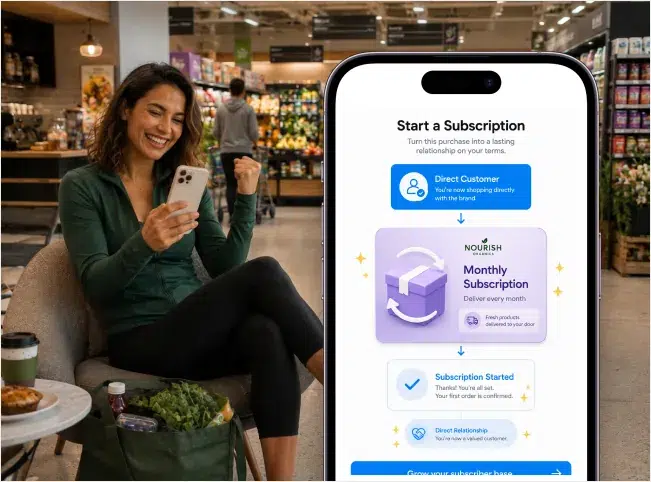 Grocery shopper starting a monthly subscription and direct brand relationship