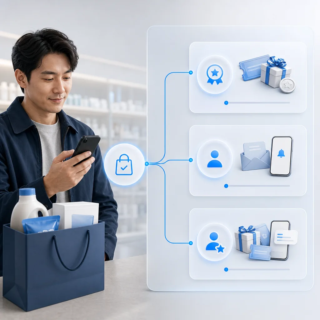Retail buyer journey branching into rewards, owned communications and direct customer relationships