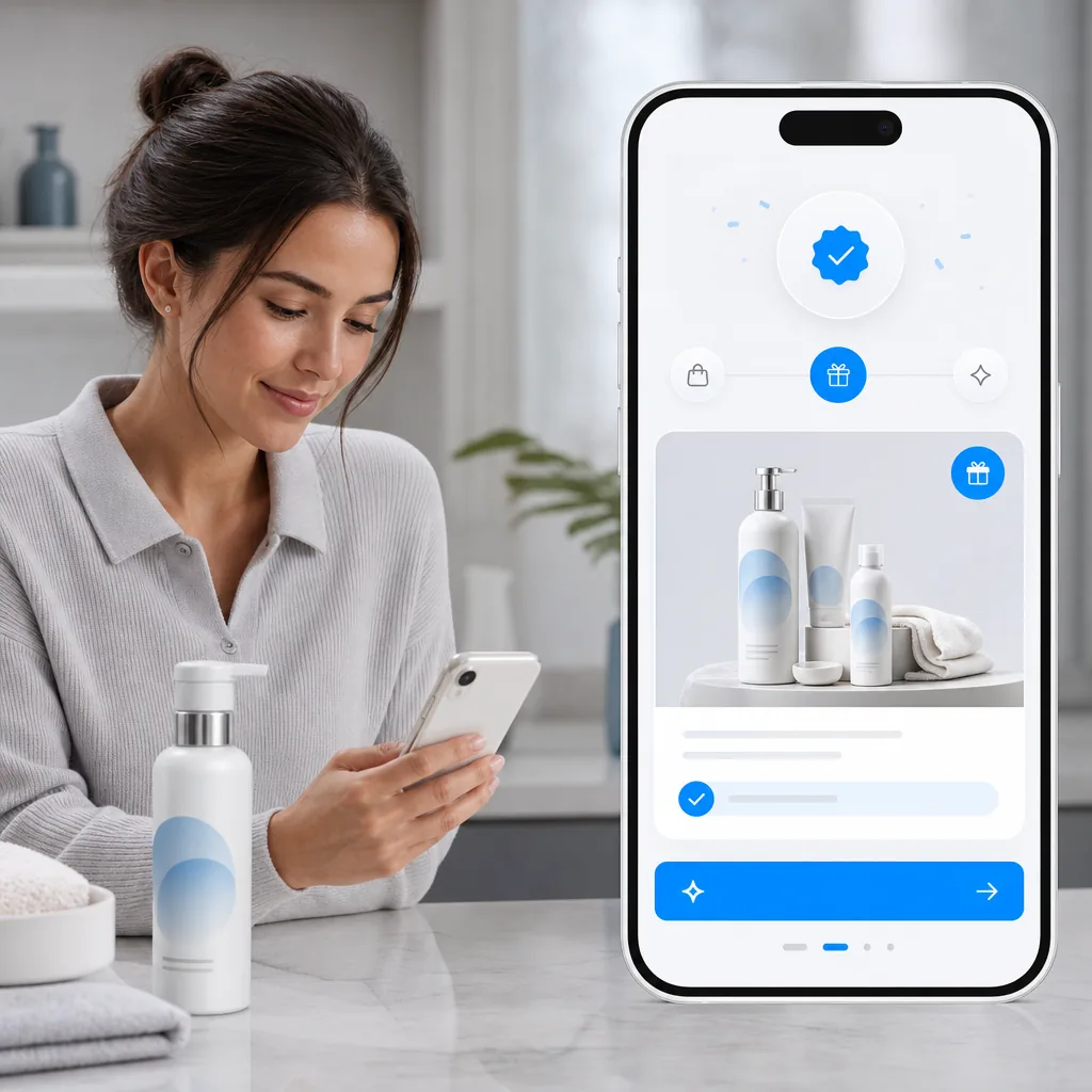 Shopper viewing a branded reward experience that links to a direct product offer