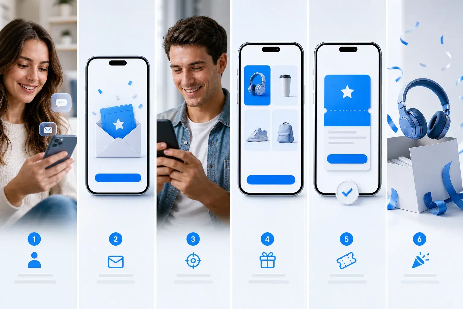 Customer journey from message to reward and ongoing engagement
