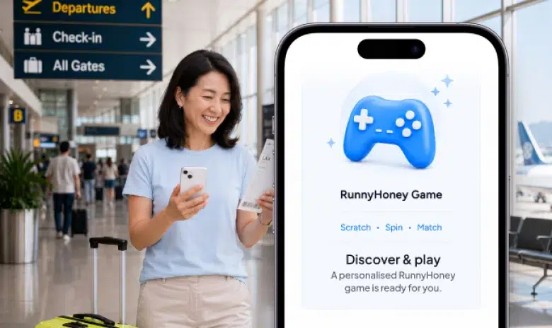 Traveller discovering a RunnyHoney game after a verified purchase.