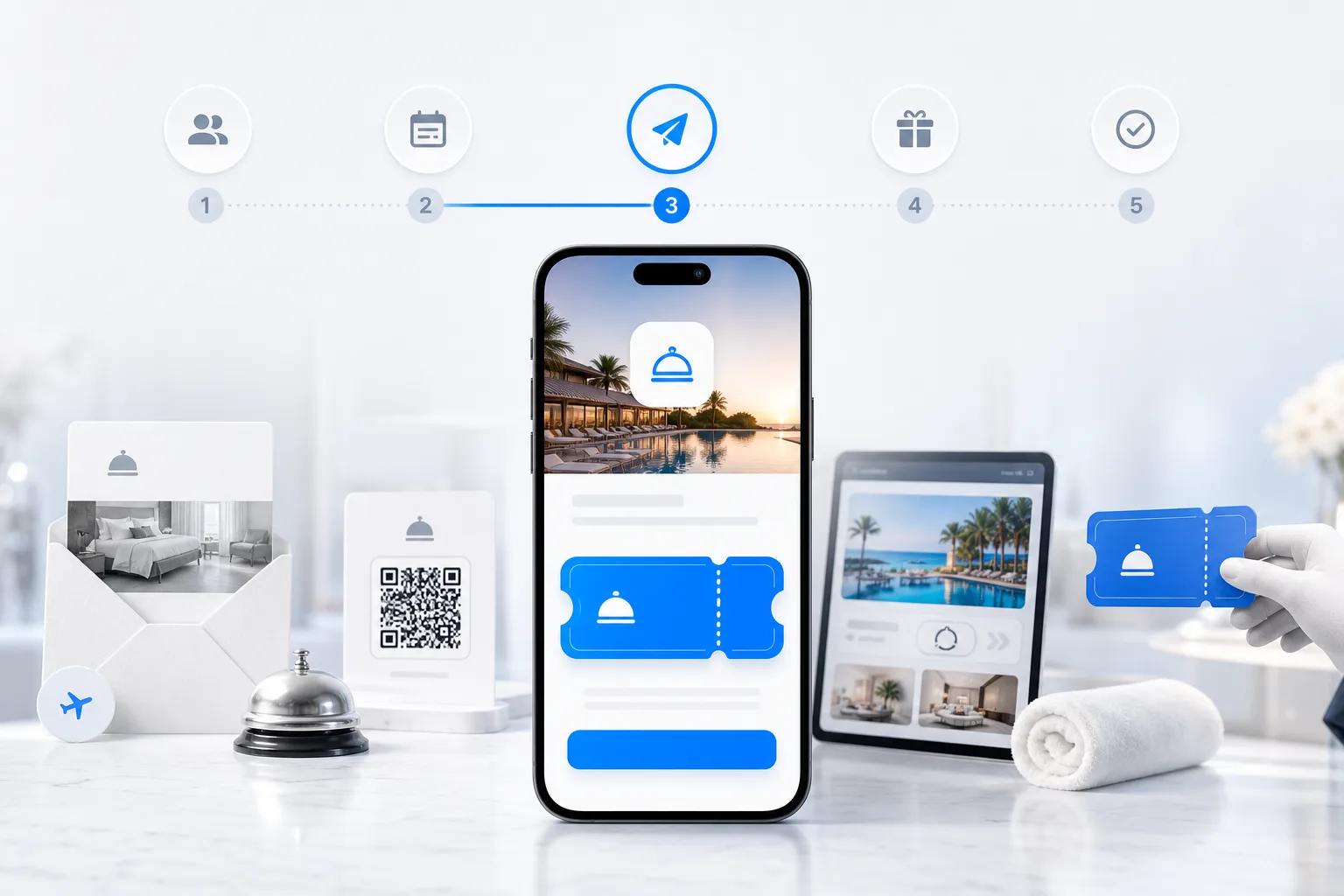Hotel amenity promotion delivered through email, QR code, mobile and web channels