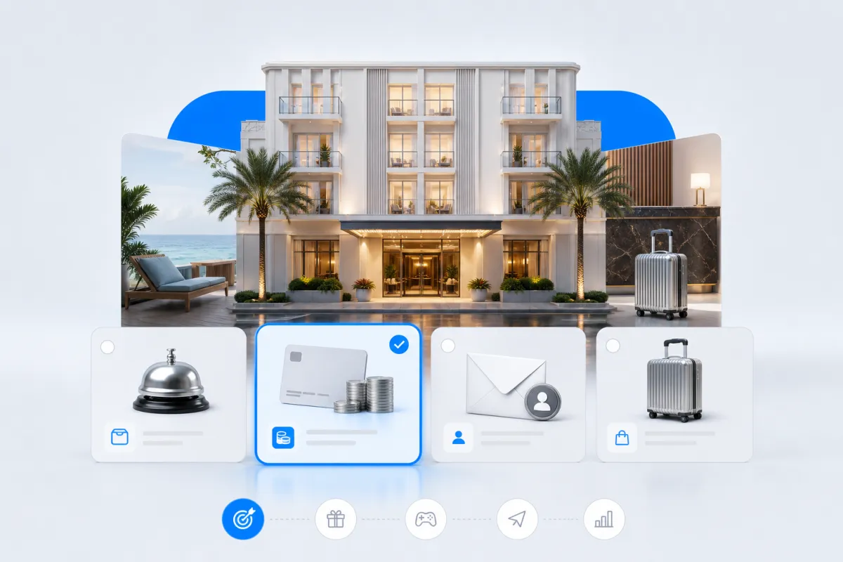 Hotel campaign options connected to a selected commercial goal and measurement.