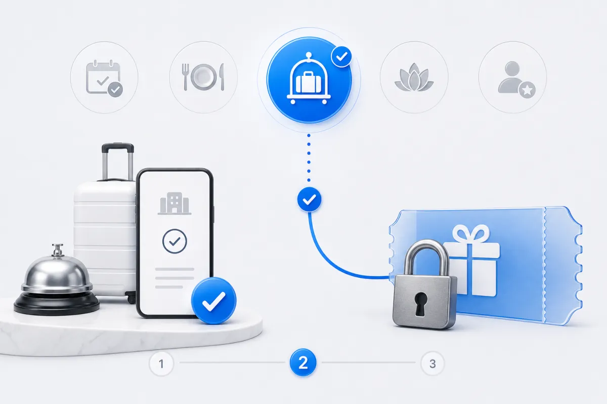 Hotel action selected on a mobile phone to unlock a guest reward.