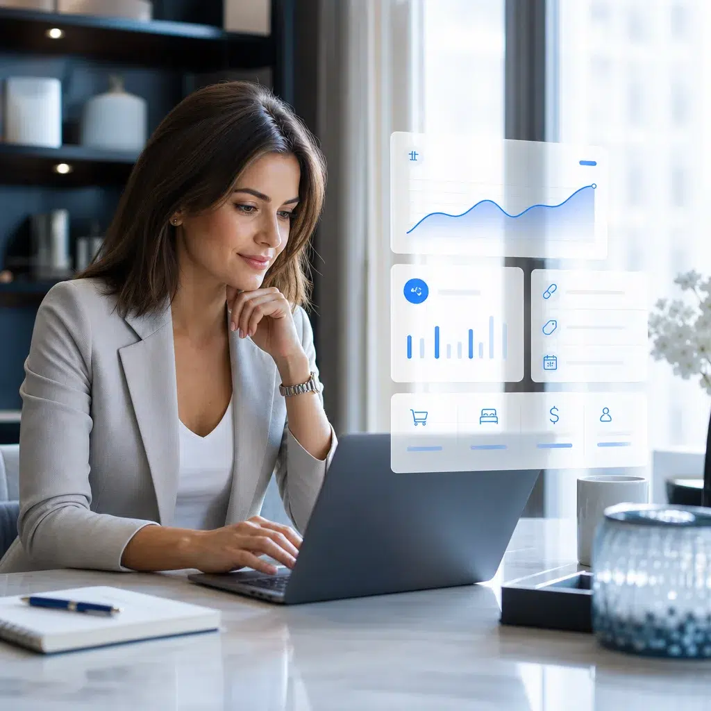 Hotel marketer reviewing direct-booking campaign performance and attribution data