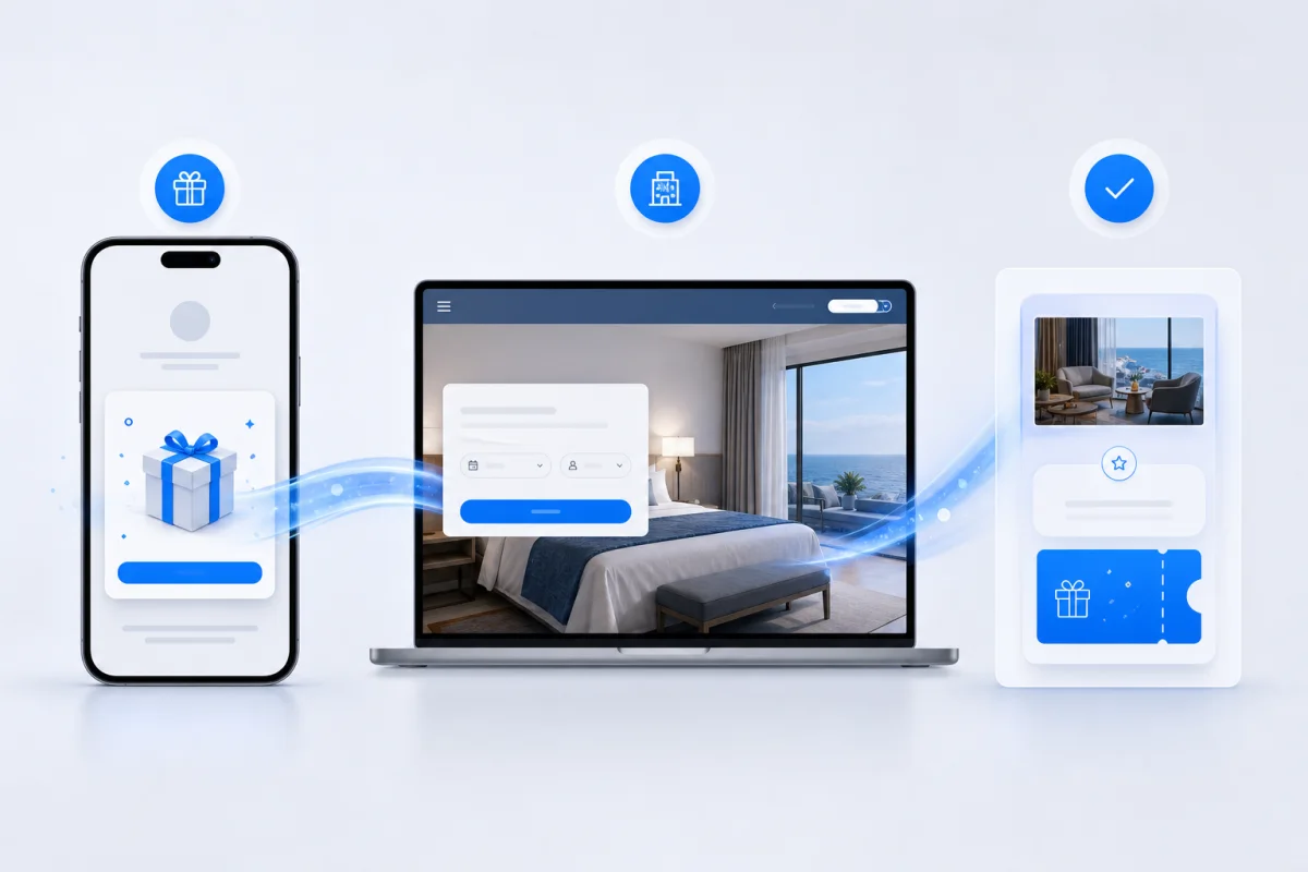 Connected hotel reward journey across mobile, hotel website and booking confirmation