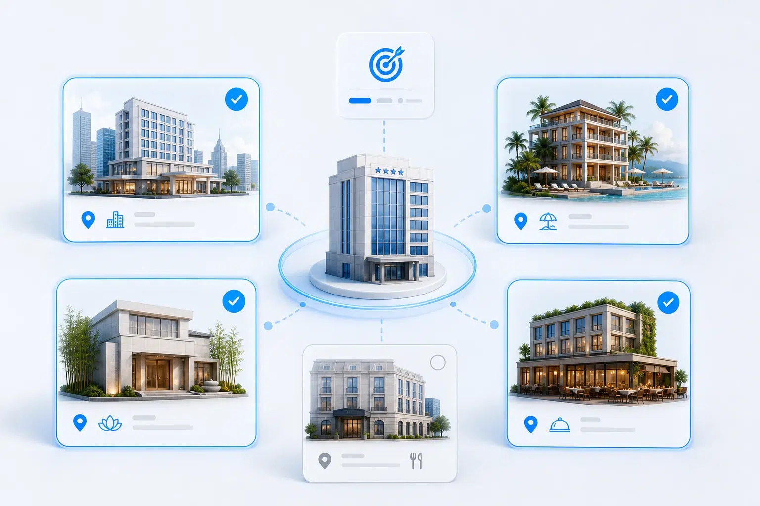 Hotel properties selected to participate in a coordinated group campaign