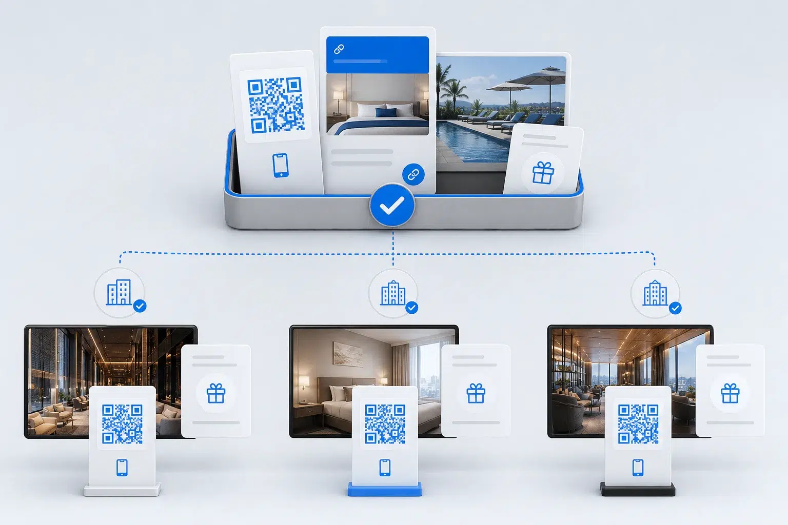 Local hotel campaign activation using QR codes, links and property assets
