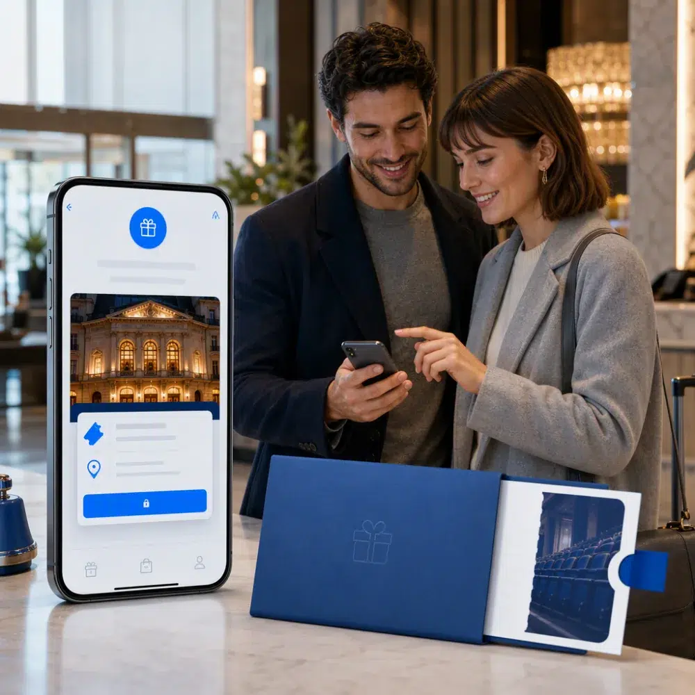 Hotel guests unlocking a partner theater experience through a hotel promotion