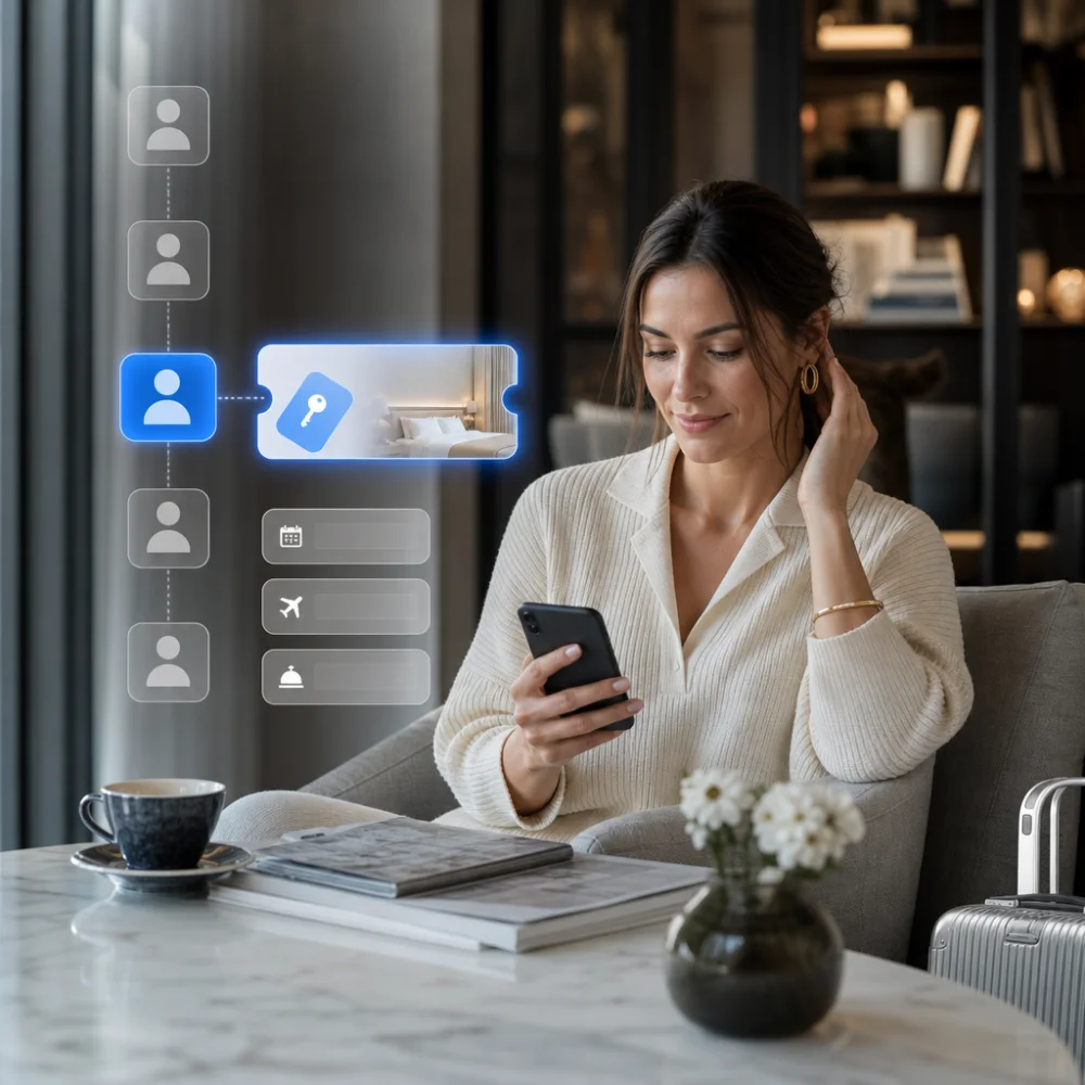 Selected previous hotel guest receiving a controlled future-stay reward based on eligibility criteria