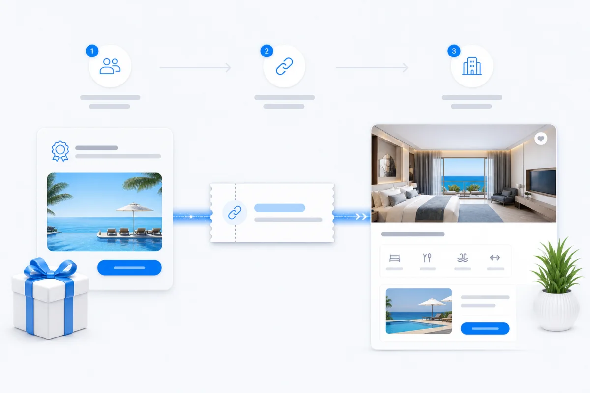 Selected audience connected through a campaign reward to a hotel booking opportunity