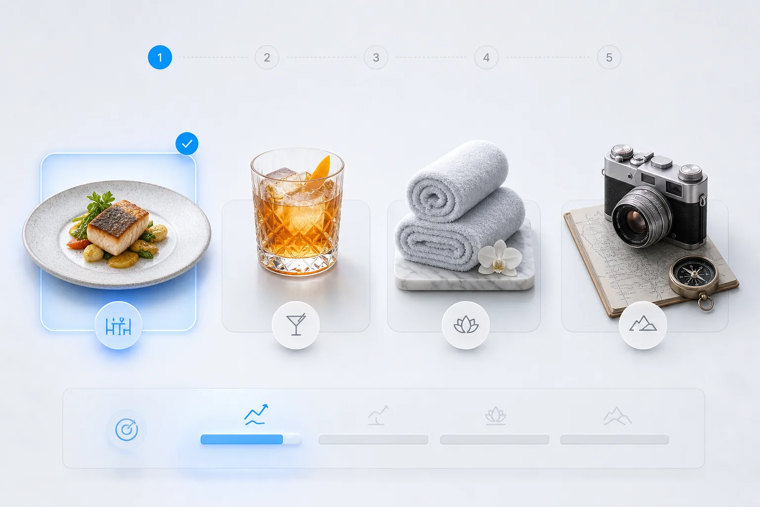 Hotel restaurant, bar, spa and experience options used to choose a campaign objective