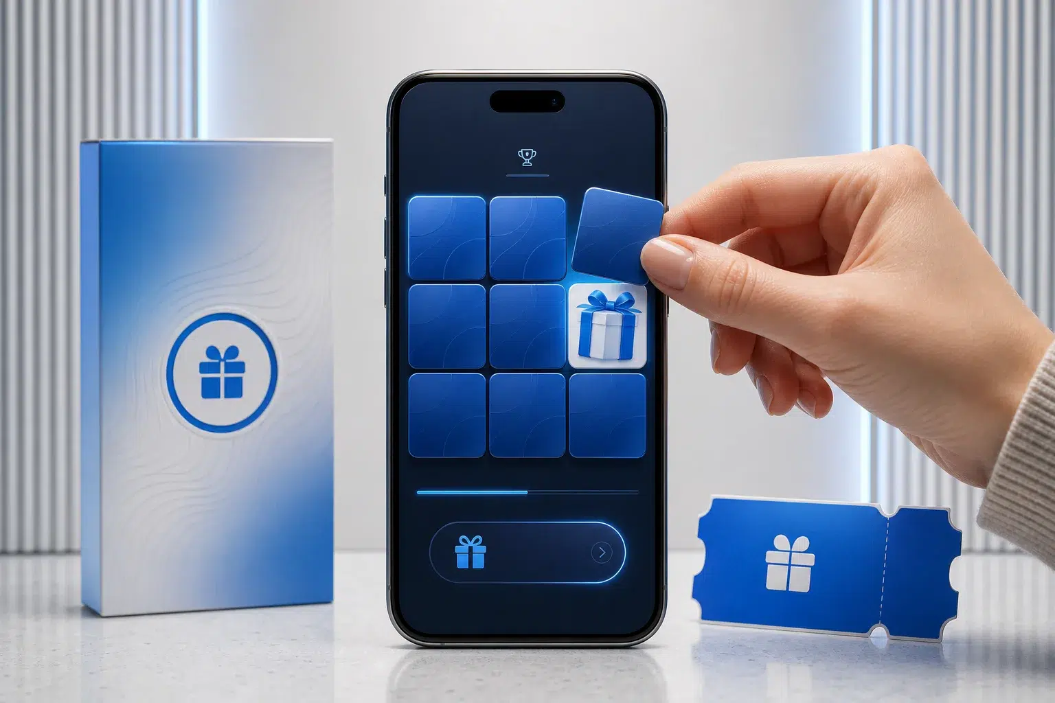 Customer revealing a prize in a branded mobile game