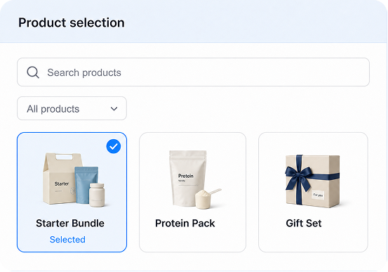 BeeLiked product selection screen with the Starter Bundle selected.
