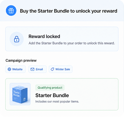 Campaign preview promoting the Starter Bundle as the qualifying product.