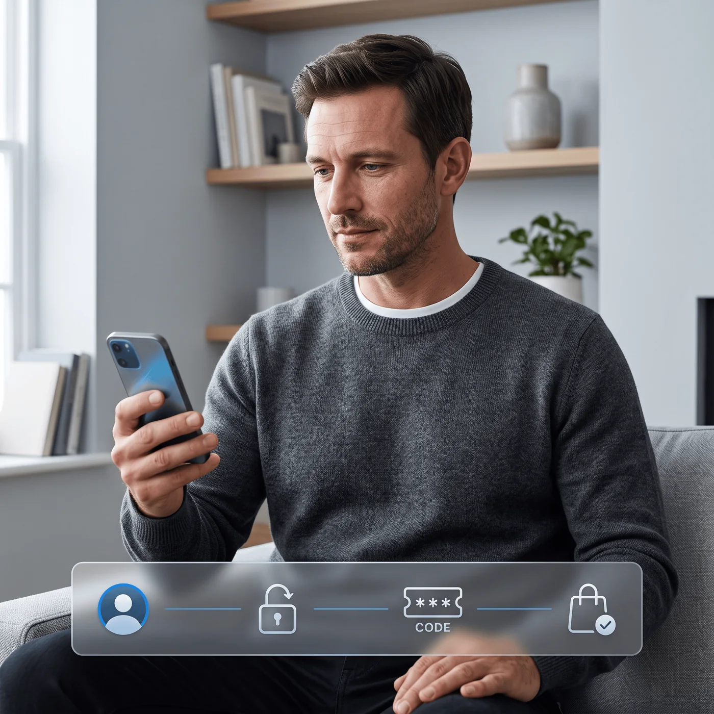 Customer reviewing a mobile reward journey from audience match to a trackable ecommerce purchase.
