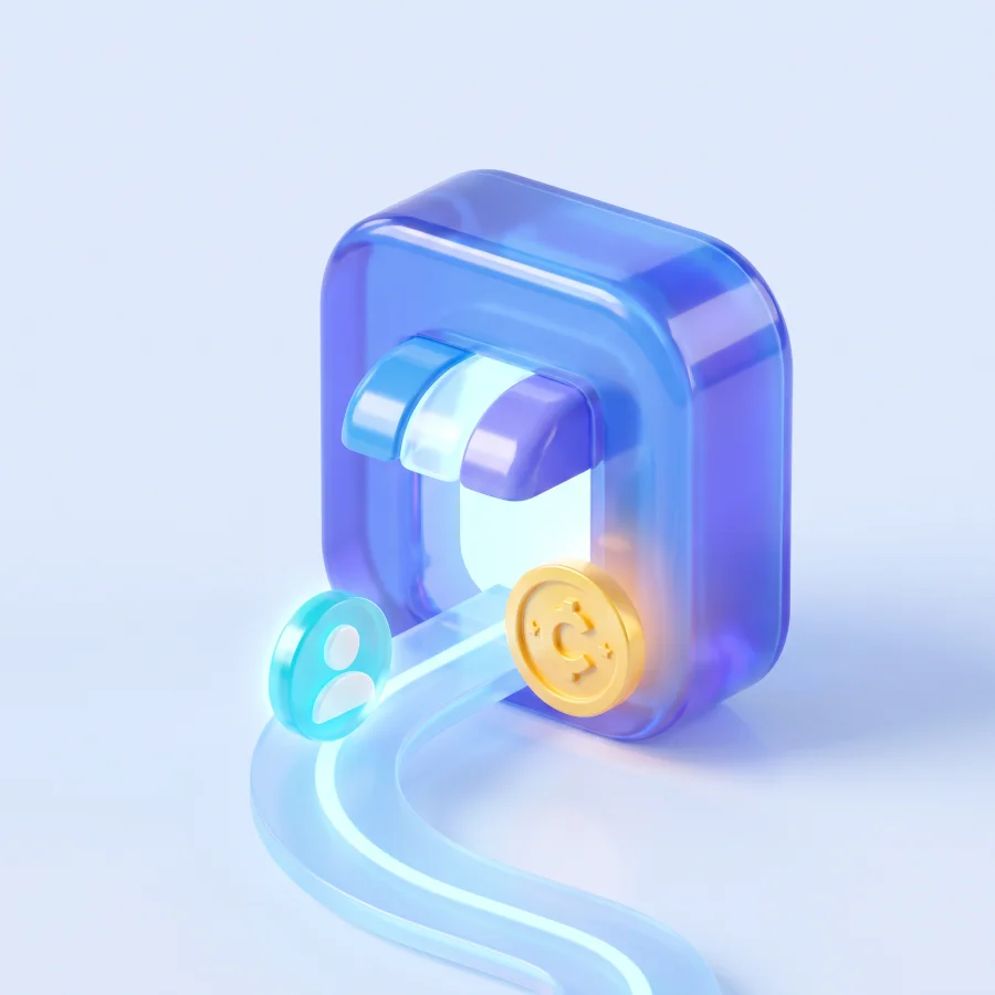 Customer icon attracted toward a reward and revenue opportunity.