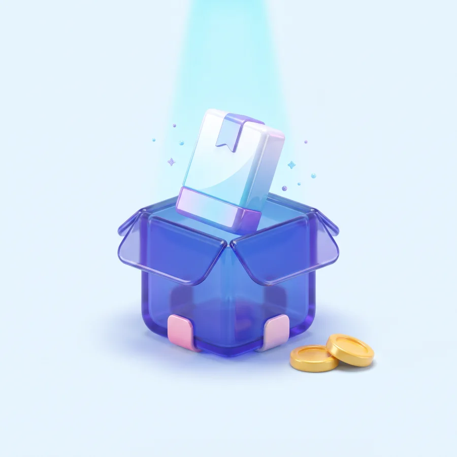New product emerging from an open box.