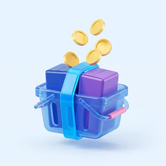 Gift in an ecommerce basket representing Shopify post-purchase rewards.