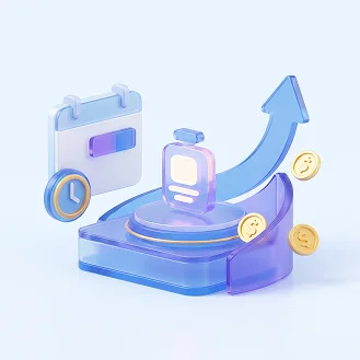 Calendar, payment device and growth arrow representing rewarded Shopify subscription purchases.