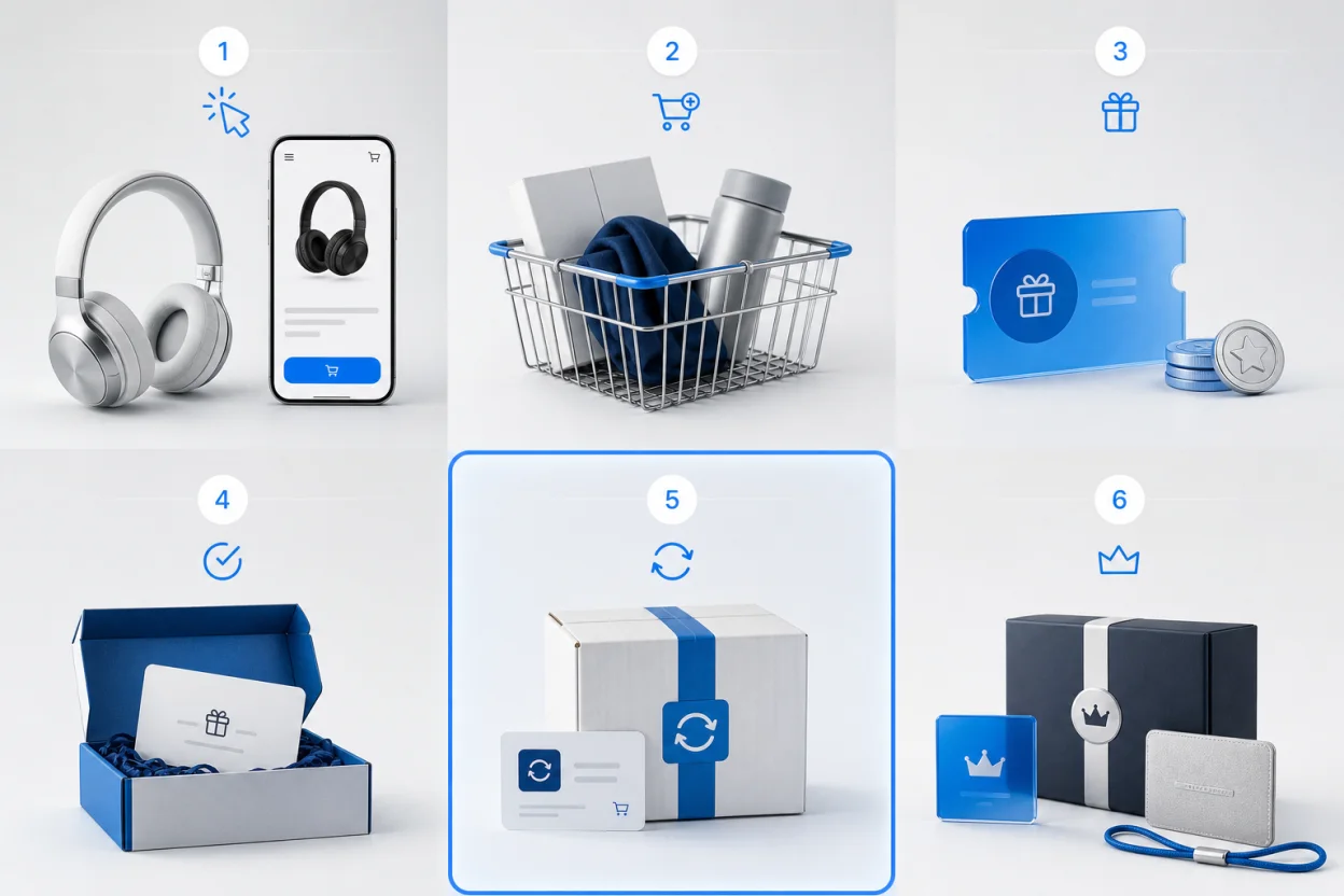 Six ecommerce promotion outcomes spanning purchase, reward, repeat purchase and customer value.