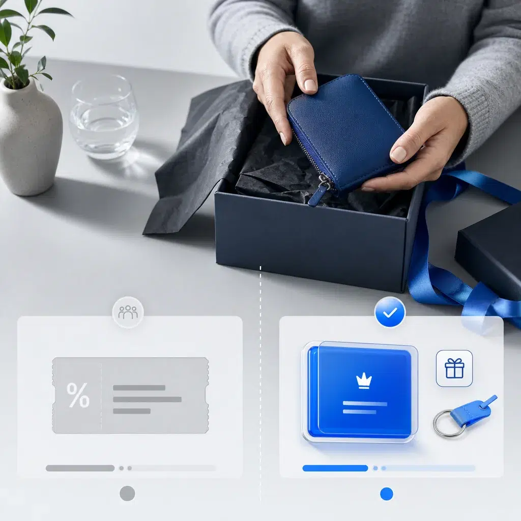 Customer opening a personalized physical reward as an alternative to a generic discount