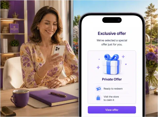 Ecommerce customer viewing an exclusive private offer after playing