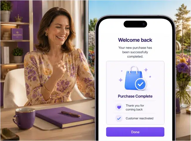 Reactivated ecommerce customer completing a new purchase
