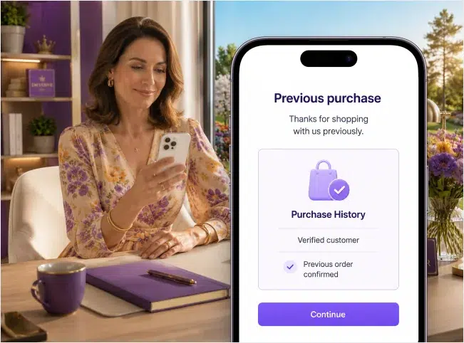 Previous ecommerce purchase confirmed for a returning customer