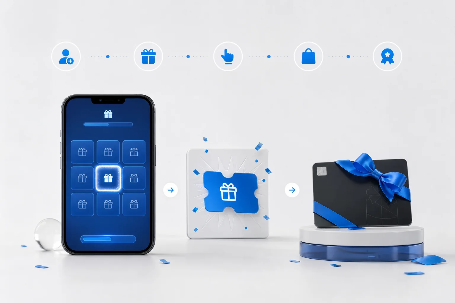 Gamified reward journey leading to a personalized gift card