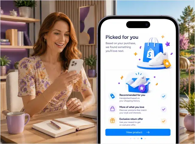 Shopify customer viewing a relevant product recommendation and private return offer